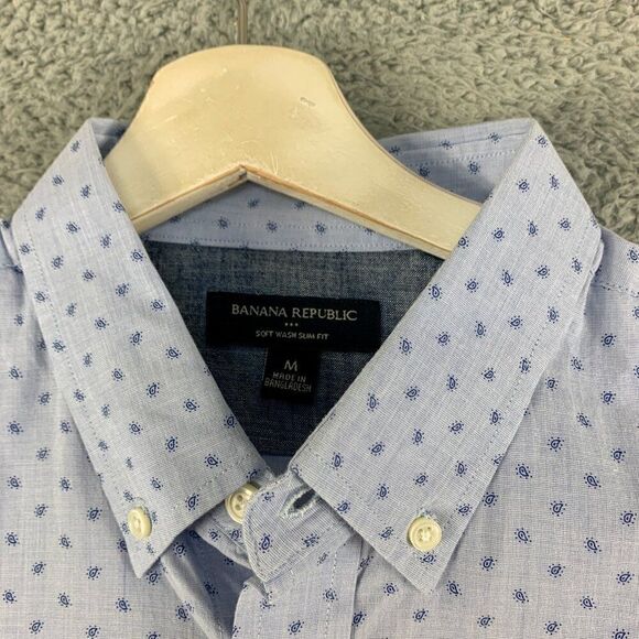 Banana Republic‎ Shirt Mens Medium Slim Blue Paisley Soft Wash Business Casual - Picture 2 of 11